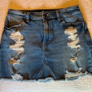 Hollister Blue Distressed Denim Skirt